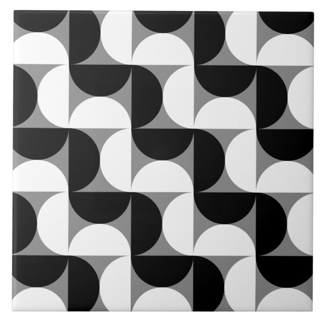 Svarta vita i Mönster Bowls Kakelplatta (Framsidan)