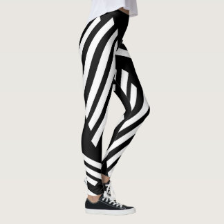Svarta vita kantfodrade leggings för kvinnor