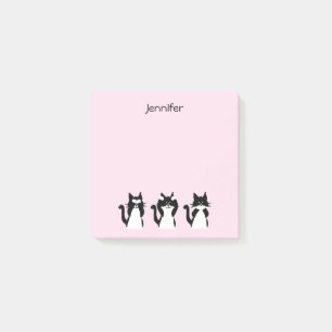 Svarta Vita Katter Tre Visa Kattungar Rosa Post-it Block
