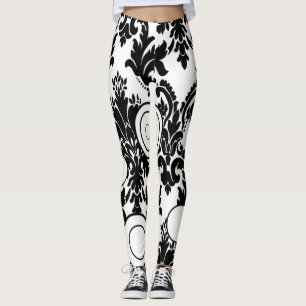 svarta vita långa tryckta leggings tonåring