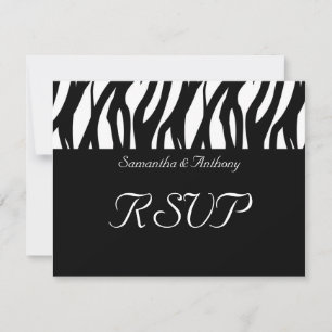 Svarta/vita modernistiska randiga bröllops-RSVP-ko OSA Kort