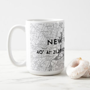 Svarta & vita New York City Karta Anpassningsbar C Kaffemugg
