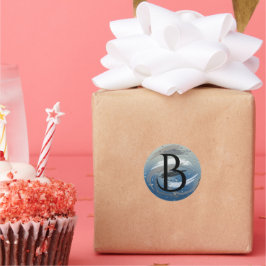 Svarta, vita och Grått Brushstrokes B Monogram Runt Klistermärke