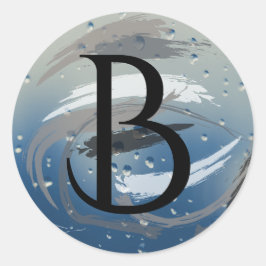 Svarta, vita och Grått Brushstrokes B Monogram Runt Klistermärke