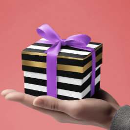 Svarta, vita och guld rand mönster presentpapper