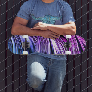 Svarta, vita och lila ränder mini skateboard bräda 18,5 cm