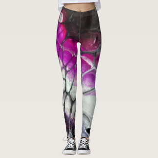 Svarta, vita och rosa fjällstrumpbyxor leggings