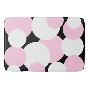 Svarta, vita och Rosa Polka dots Badrumsmatta