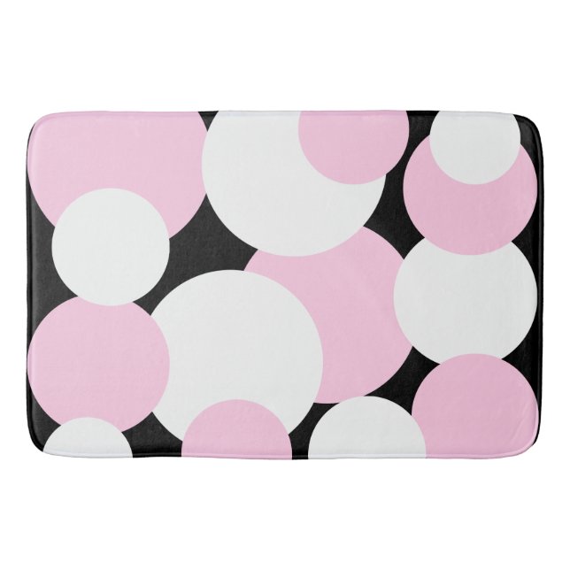 Svarta, vita och Rosa Polka dots Badrumsmatta (Framsidan)