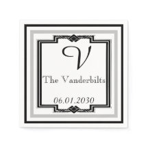 Svarta, vita och Silver Art Deco Ram Bröllop