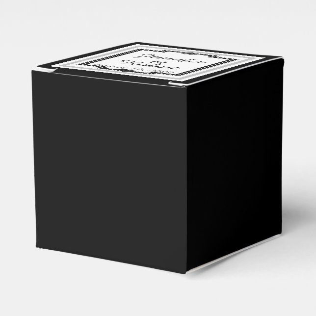 Svarta, vita och Silver Art Deco Ram Bröllop Presentaskar (Framsidan Sidan)