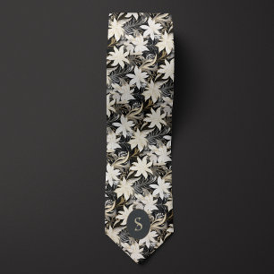 Svarta, vita och taupa Monogram Slips