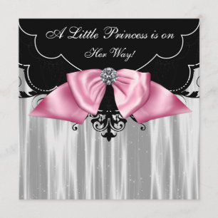 Svarta vita prinsessa baby shower inbjudningar