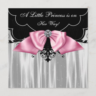 Svarta vita prinsessa baby shower inbjudningar