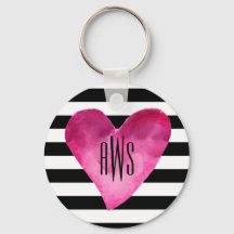 Svarta + vita Randar, vattenfärgshjärtmonogram