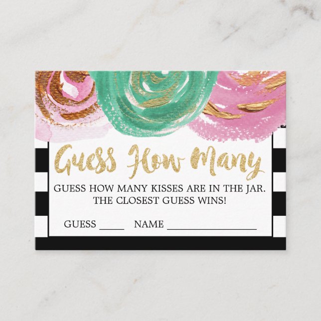 Svarta Vita Ränder Gissa Hur Många Kyssar Kort (Framsida)