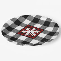 Svarta, vita, röda Buffalo Plaid, snöflake