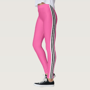 Svarta vita sidostrecksade rosa leggings
