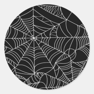 Svarta & Vita Spindelnät Halloweenfesten Runt Klistermärke