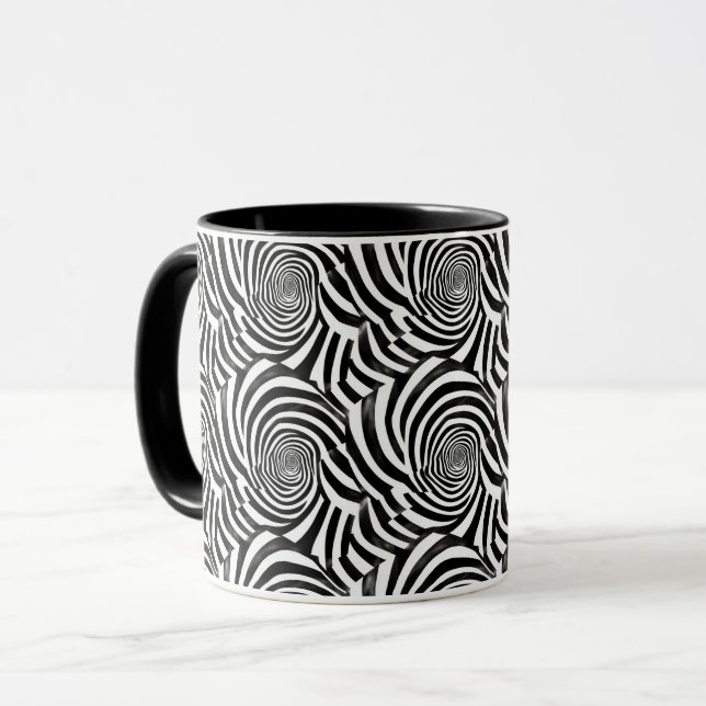 Svarta Vita Spiraler Mugg (Framsida vänster)