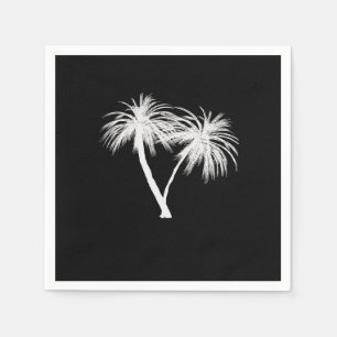 Svarta & Vita Tropiska Palmträd Modern Bröllop Pappersservett