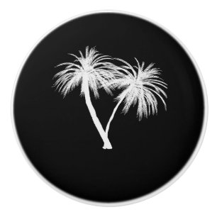 Svarta & Vita Tropiska Palmträd Modern Chic Knopp