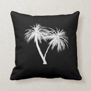 Svarta & Vita Tropiska Palmträd Modern Chic Kudde