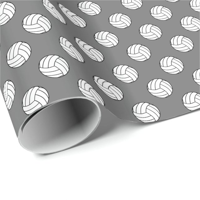 Svarta/vita volleybollsbollar på grått presentpapper (Rullad Hörn)
