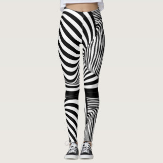 Svarta & Vita Zebrarandiga Illusionsleggings Leggings