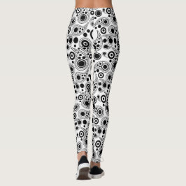 Svarta vitkretsar paisley stil mönster leggings
