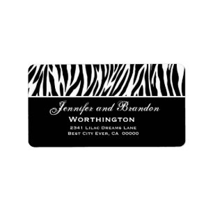 Svarta Zebra Bröllop Adress Adressetikett