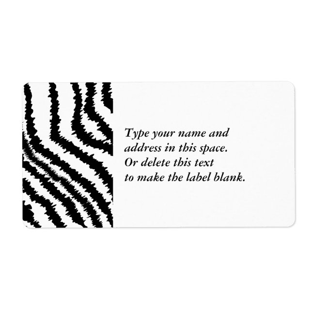 Svarta Zebra tryck Mönster. Fraktsedel (Framsidan)