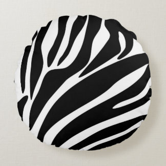Svarta Zebra tryck Mönster Rund Kudde