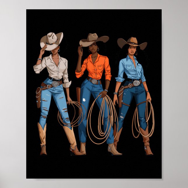 Svartaamerikanska Cowgirl Westernare Land Rod Poster (Framsidan)