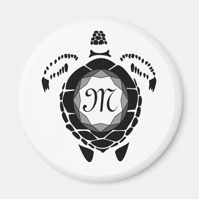 Svartahavssköldpadda Silhouette Customized Monogra Magnet (Framsidan)