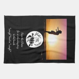 Svartahavssköldpadda Silhouette Monogram Photo Kökshandduk