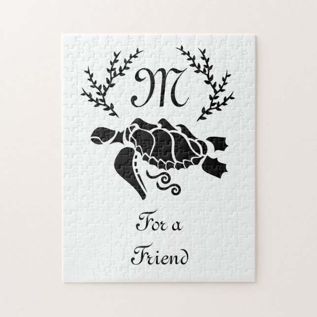 Svartahavssköldpadda Silhouette Side View Pussel (Vertikal)