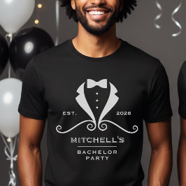 Svärtajksdräkt för möhippa Svart Bröllop Bowtie T Shirt
