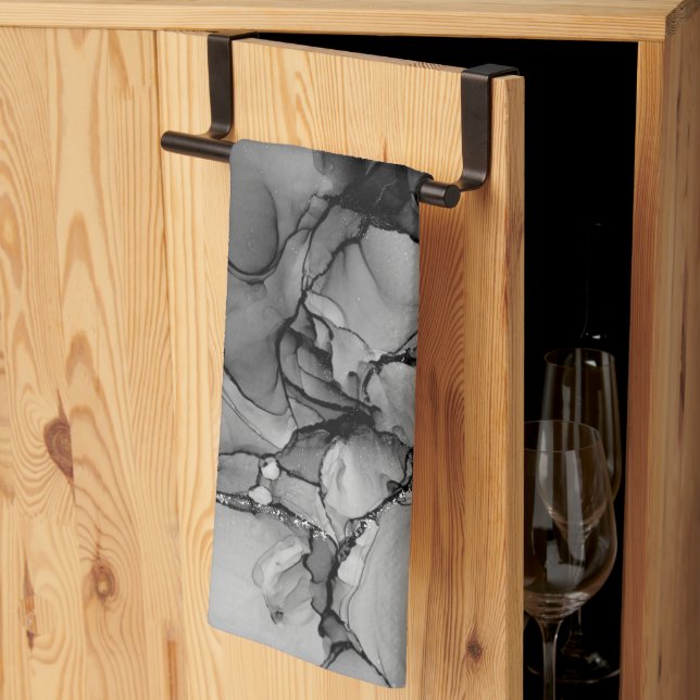 Svartalkoholen bläck kökshandduk (Thirds Fold)