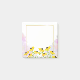 Svartaögda Susan-blommor på mjuka pastellmoln Post-it Block