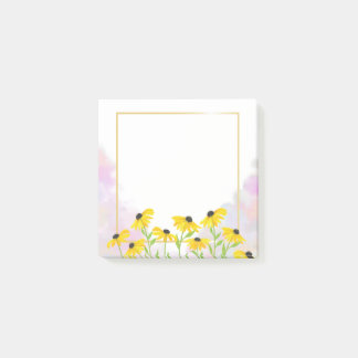 Svartaögda Susan-blommor på mjuka pastellmoln Post-it Block