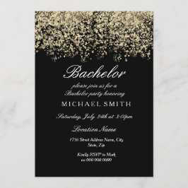 Svartbachelor Party guld Glitter Confetti Black Ba Inbjudningar