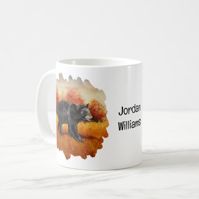 Svartbjörn i höstskogen kaffemugg (Framsida vänster)