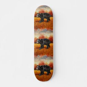 Svartbjörn i höstskogen mini skateboard bräda 18,5 cm