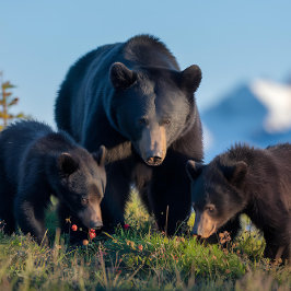 Svartbjörn Mamma och Baby Bear Unge Pussel