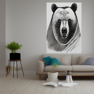 Svartbjörn och vitbjörn porträtt AI Art Poster