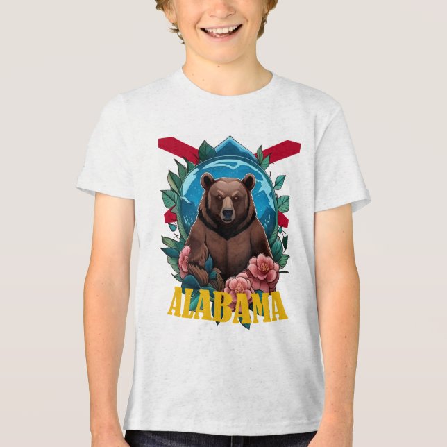 Svartbjörn omgiven av Camellia med Alabama T Shirt (Framsida)
