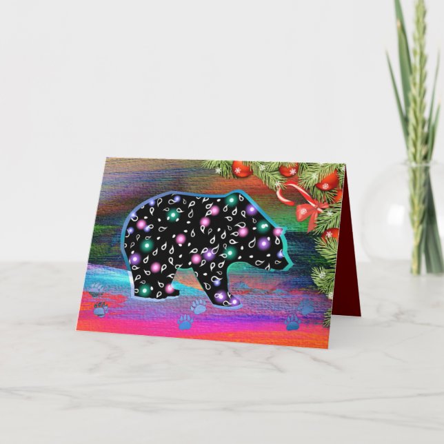 Svartbjörnspiken Northern Light Färger jul Helgkort (Framsida)