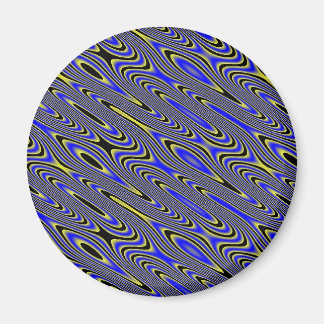 Svartblått och Gult Swirly Mönster Magnet (Framsidan)