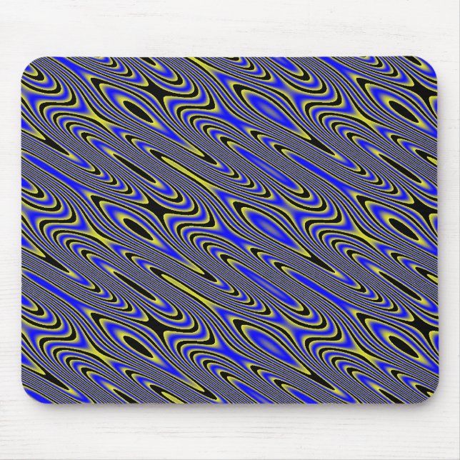 Svartblått och Gult Swirly Mönster Mousepad Musmatta (Framsidan)